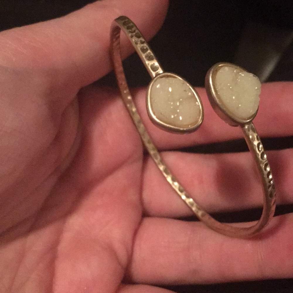 Bronze bracelet with white stones